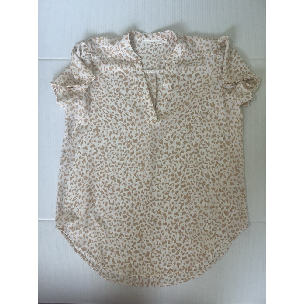 Lush Women's Blouse Ivory-Yellow Leopard Print Size Small